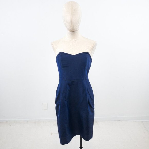 LulaKate 4/6 Silk Shantung Pearl Dress Navy Blue - Picture 3 of 9